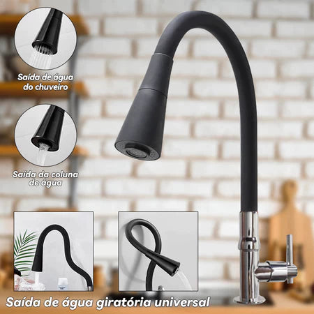 Torneira Inox Prata com Chuveiro 360° (50%OFF + Frete Grátis)