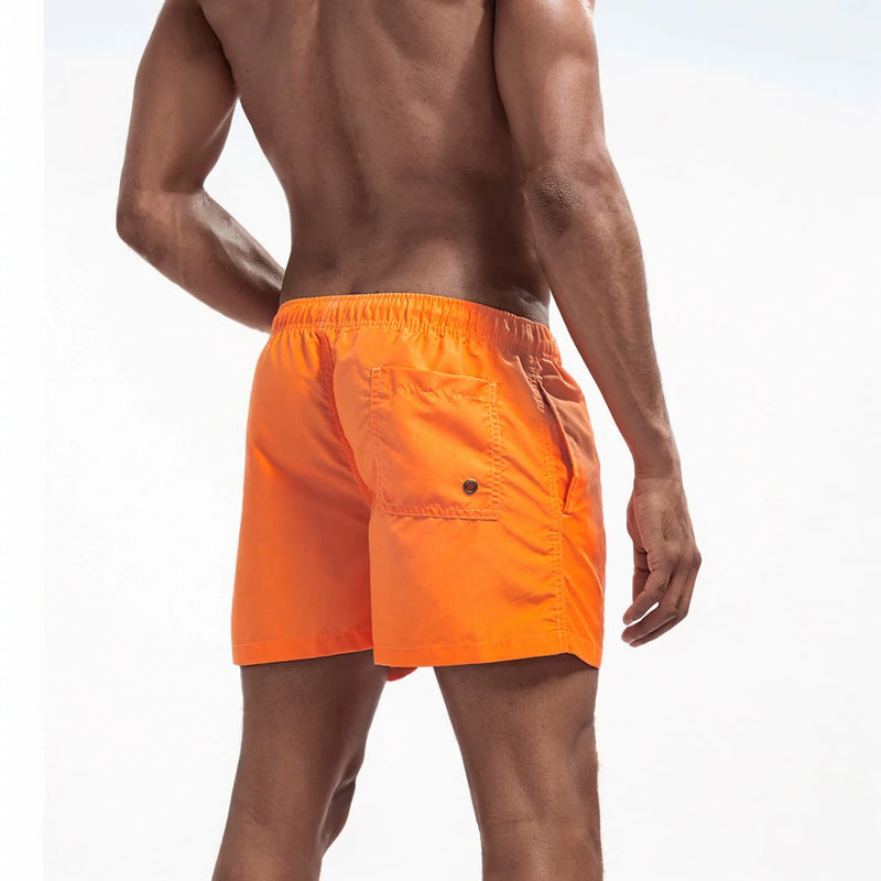 Calção de banho com secagem rápida masculina, respirável, cordão com bolsos, surfe, shorts de praia, verão