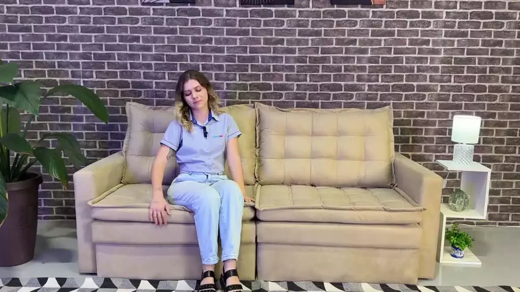 Sofá Sem Caixa Retrátil Baú 2,00m Cama inBox Secret Suede Velusoft Café
