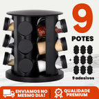 Porta Temperos Giratório 360° com 9 Potes – Acabe com a Bagunça na Sua Cozinha Hoje