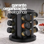 Porta Temperos Giratório 360° com 9 Potes – Acabe com a Bagunça na Sua Cozinha Hoje
