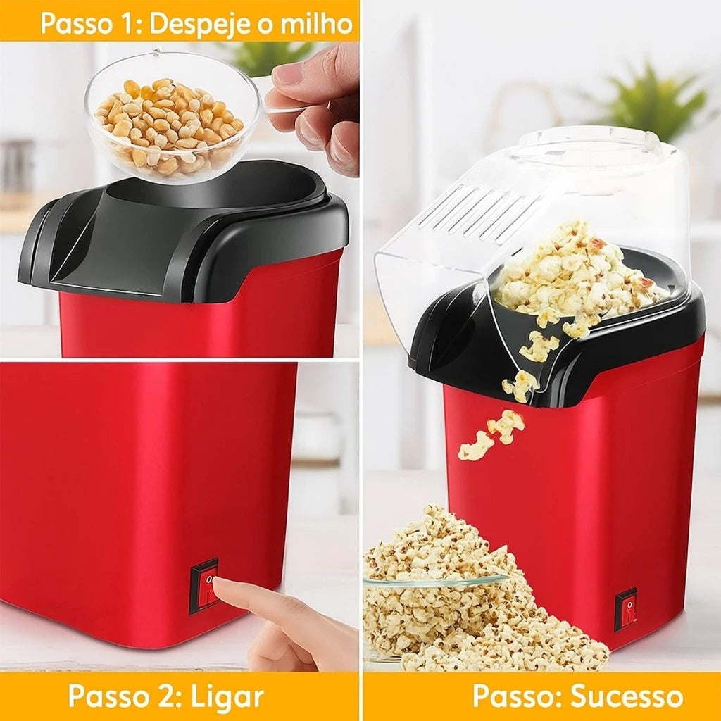 Pipoqueira Elétrica Sem Óleo Rápida e Prática – Pipoca Saudável em Minutos