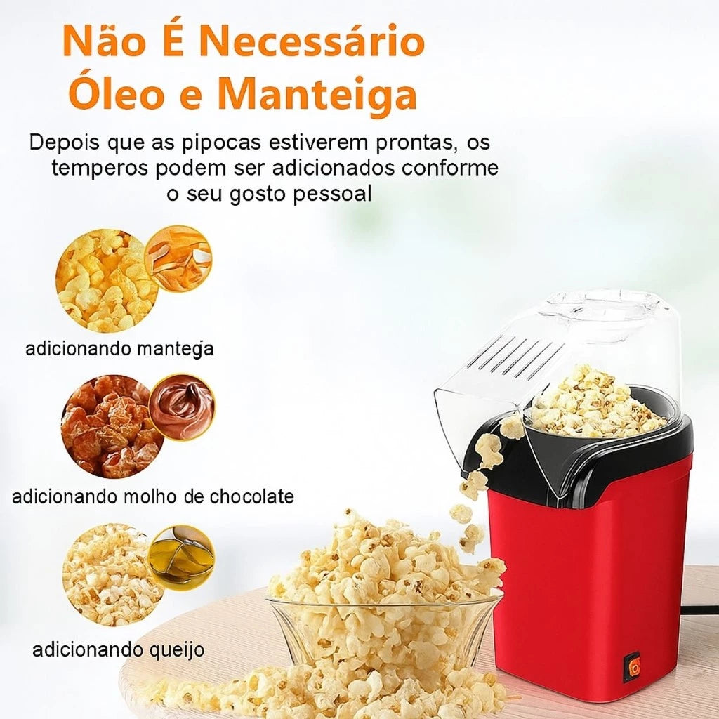 Pipoqueira Elétrica Sem Óleo Rápida e Prática – Pipoca Saudável em Minutos