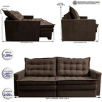 Sofá Sem Caixa Retrátil Baú 2,00m Cama inBox Secret Suede Velusoft Café