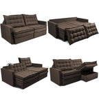 Sofá Sem Caixa Retrátil Baú 2,00m Cama inBox Secret Suede Velusoft Café