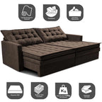 Sofá Sem Caixa Retrátil Baú 2,00m Cama inBox Secret Suede Velusoft Café