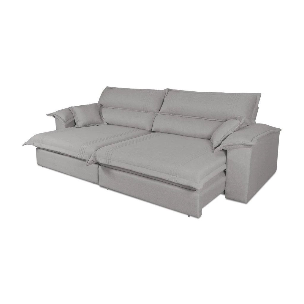 Sofá Retrátil Reclinável 2,30m Nivus Cinza c/ Molas Ensacadas - King House