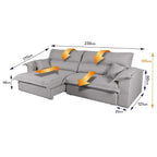 Sofá Retrátil Reclinável 2,30m Nivus Cinza c/ Molas Ensacadas - King House