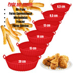 Kit Airfryer Tapete Antiaderente + 6 Formas Silicone Tamanhos Variados Microondas Forno Lavável