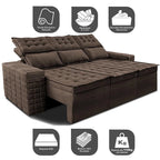Sofá 3 Lugares Retrátil e Reclinável Cama inBox Senses 2,00m Velusoft Café